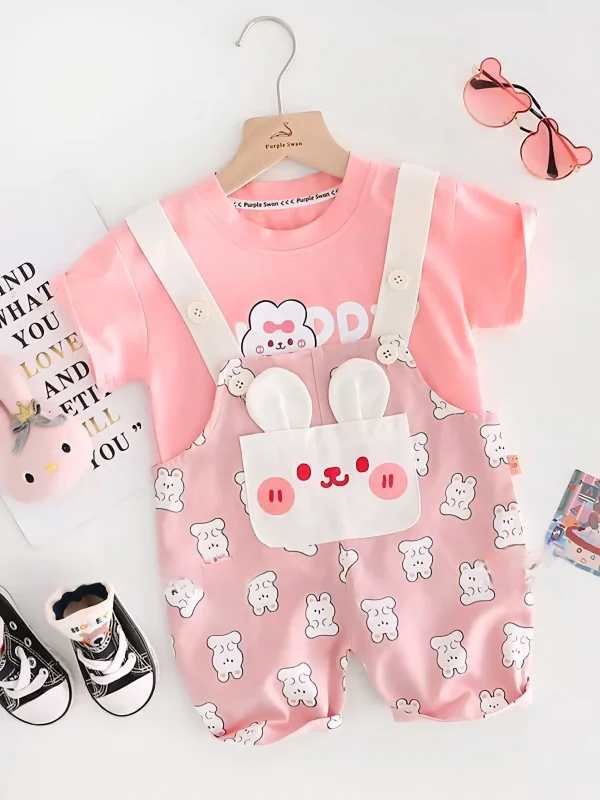 happy-overall-and-t-shirt-kids_103145-21 ست بیلر و تیشرت خرسی / خرگوشی